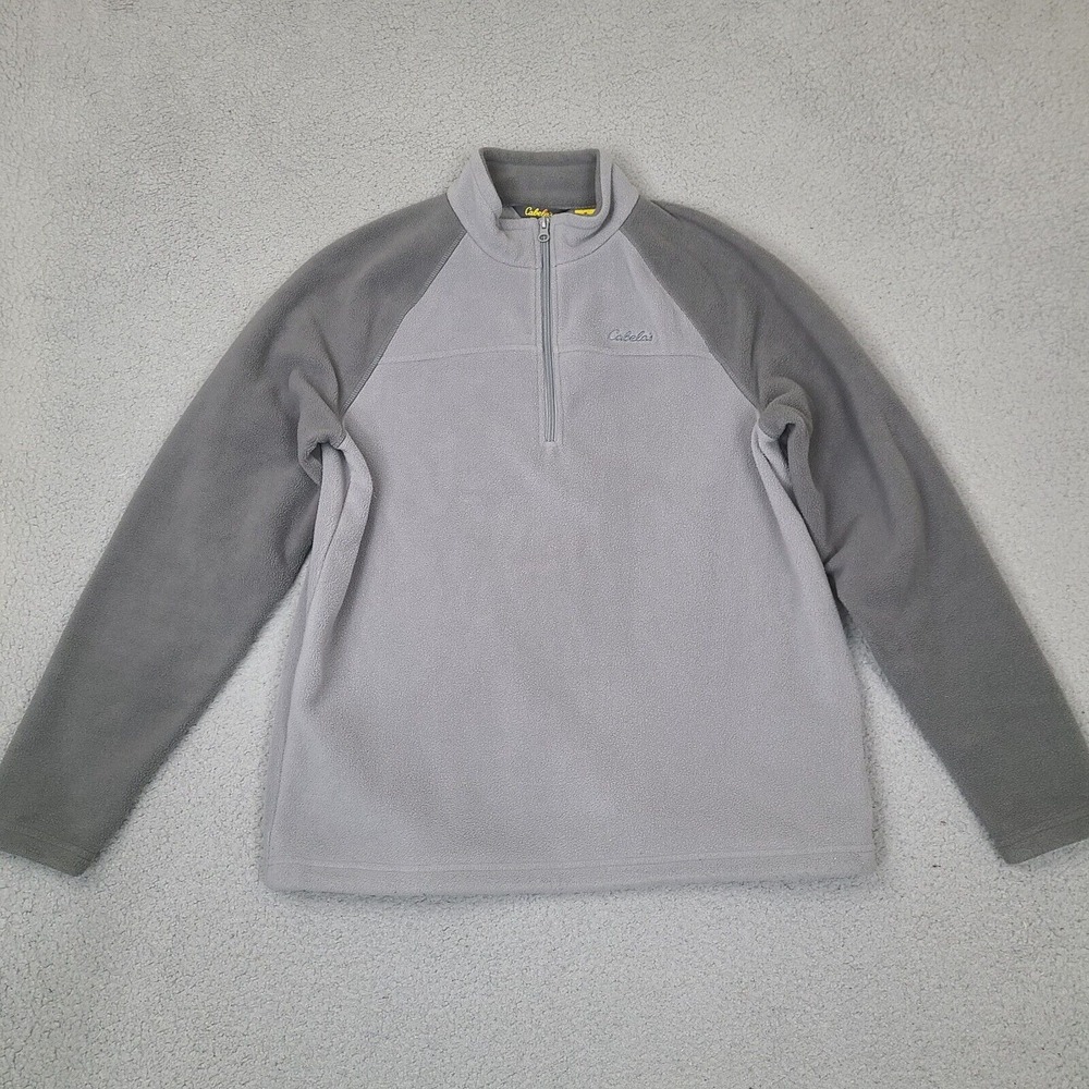 Cabela's Fleece Sweatshirt Mens Medium Gray Pullover 1/4 Zip